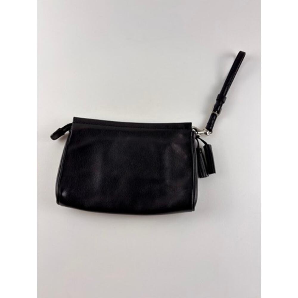 Coach Black Leather Wristlet Clutch Small Purse Tassel Zip 8" x 5.5" - Picture 4 of 9